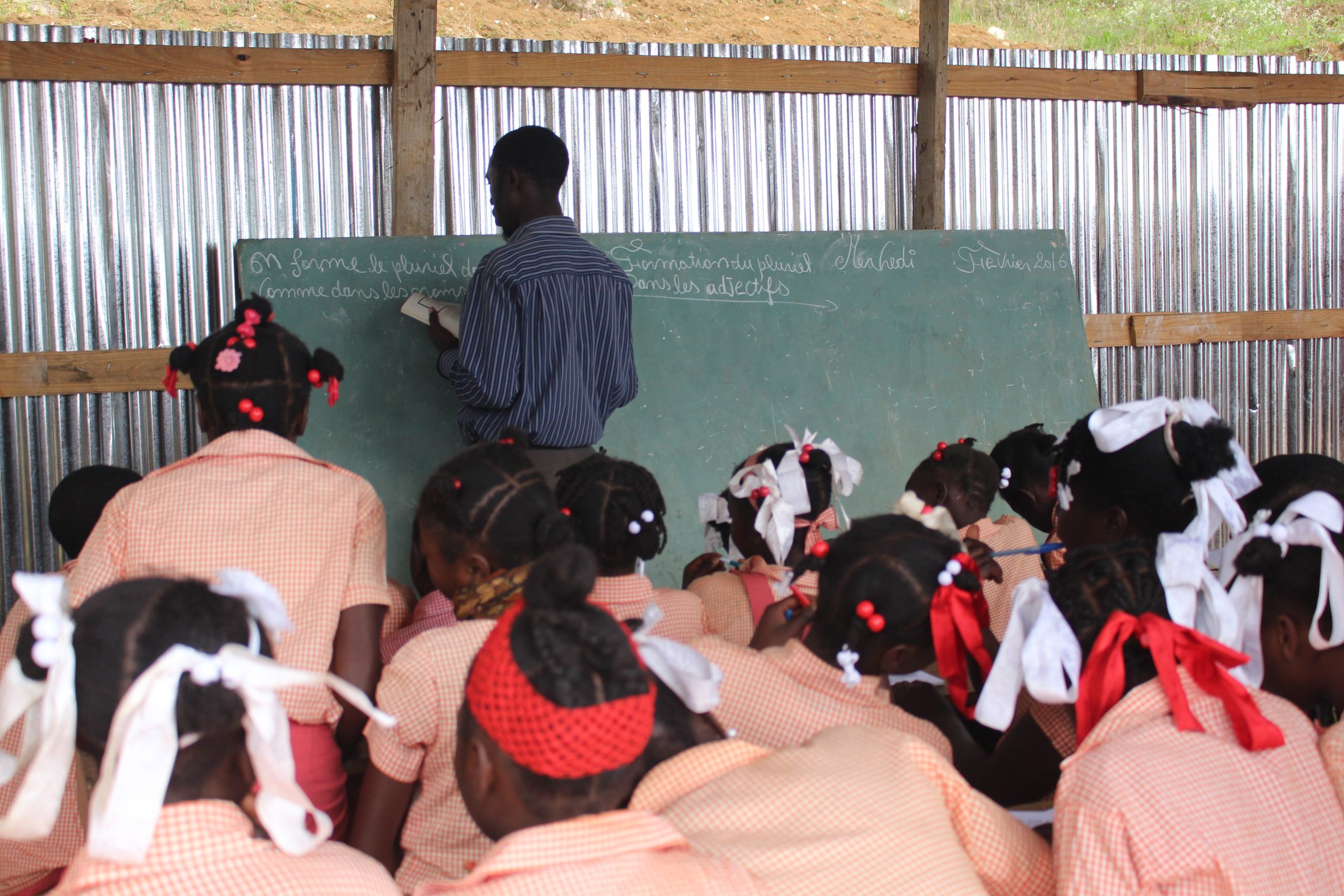 Grand Bois teacher and classroom