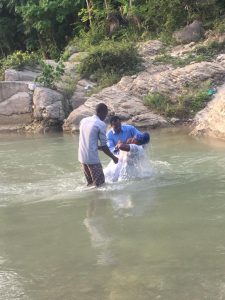 Baptism in a body of water